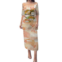Personalized Japanese Kawaii Sushi Family Matching Puletasi and Hawaiian Shirt Peach Wagara Palaka This Is How I Roll LT9 Mom's Dress Peach - Polynesian Pride