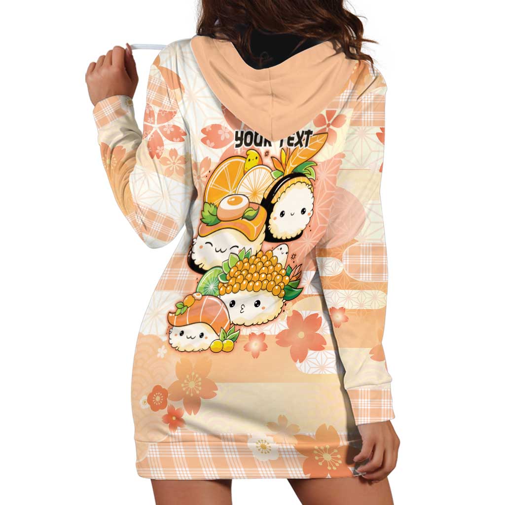 Personalized Japanese Kawaii Sushi Hoodie Dress Peach Wagara Palaka This Is How I Roll