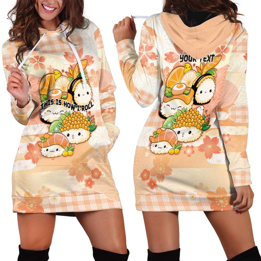 Personalized Japanese Kawaii Sushi Hoodie Dress Peach Wagara Palaka This Is How I Roll