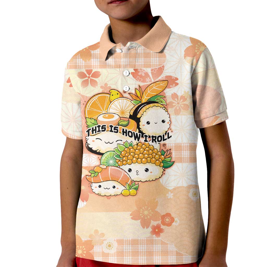 Personalized Japanese Kawaii Sushi Kid Polo Shirt Peach Wagara Palaka This Is How I Roll