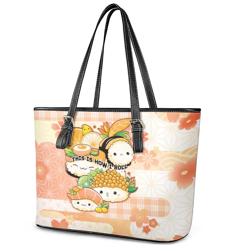 Japanese Kawaii Sushi Leather Tote Bag Peach Wagara Palaka This Is How I Roll