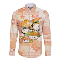 Personalized Japanese Kawaii Sushi Long Sleeve Button Shirt Peach Wagara Palaka This Is How I Roll