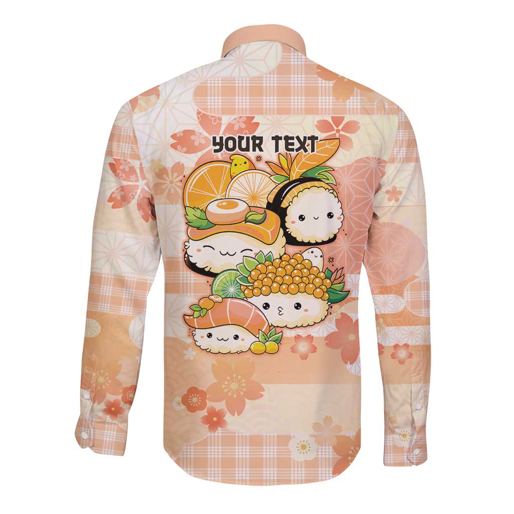 Personalized Japanese Kawaii Sushi Long Sleeve Button Shirt Peach Wagara Palaka This Is How I Roll