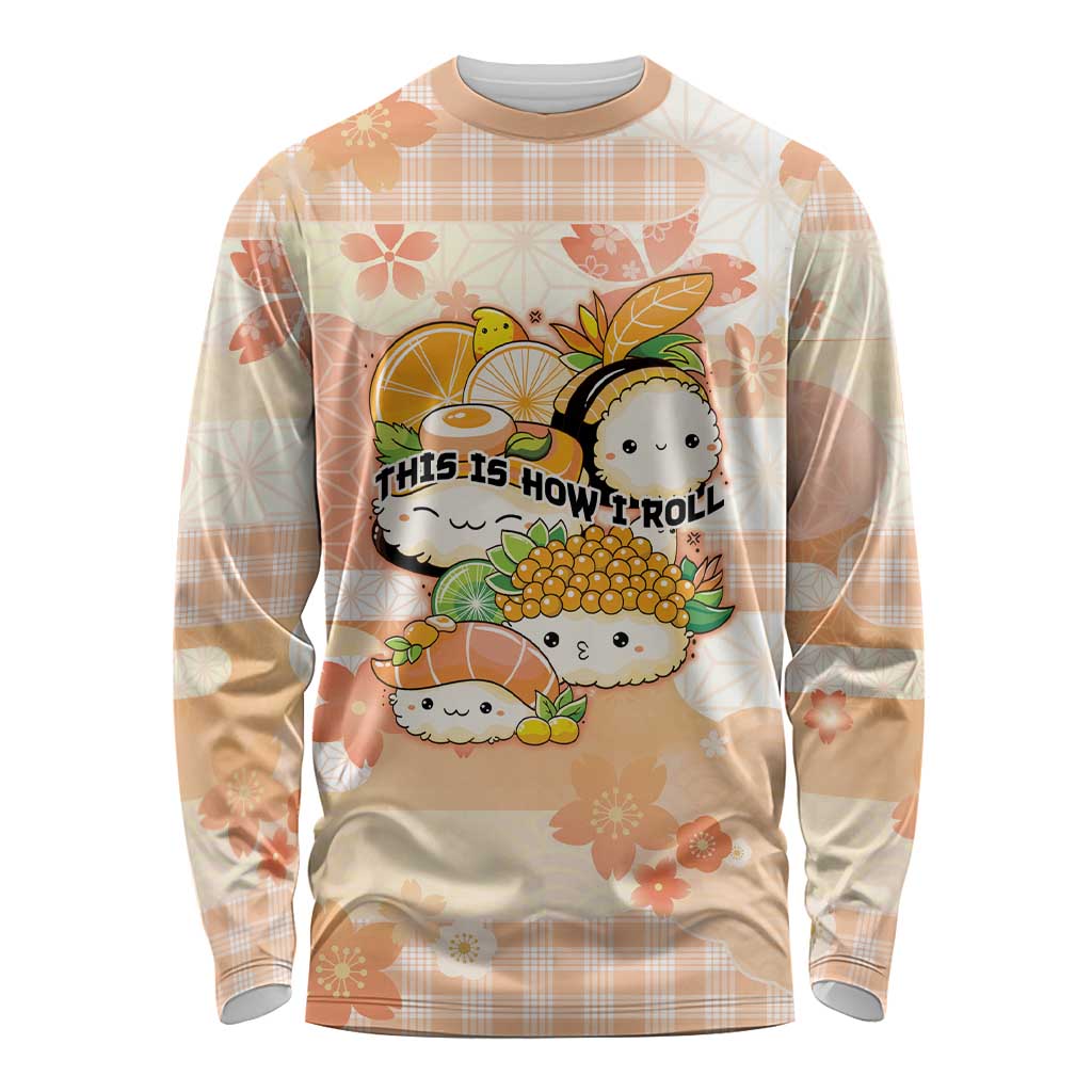 Personalized Japanese Kawaii Sushi Long Sleeve Shirt Peach Wagara Palaka This Is How I Roll