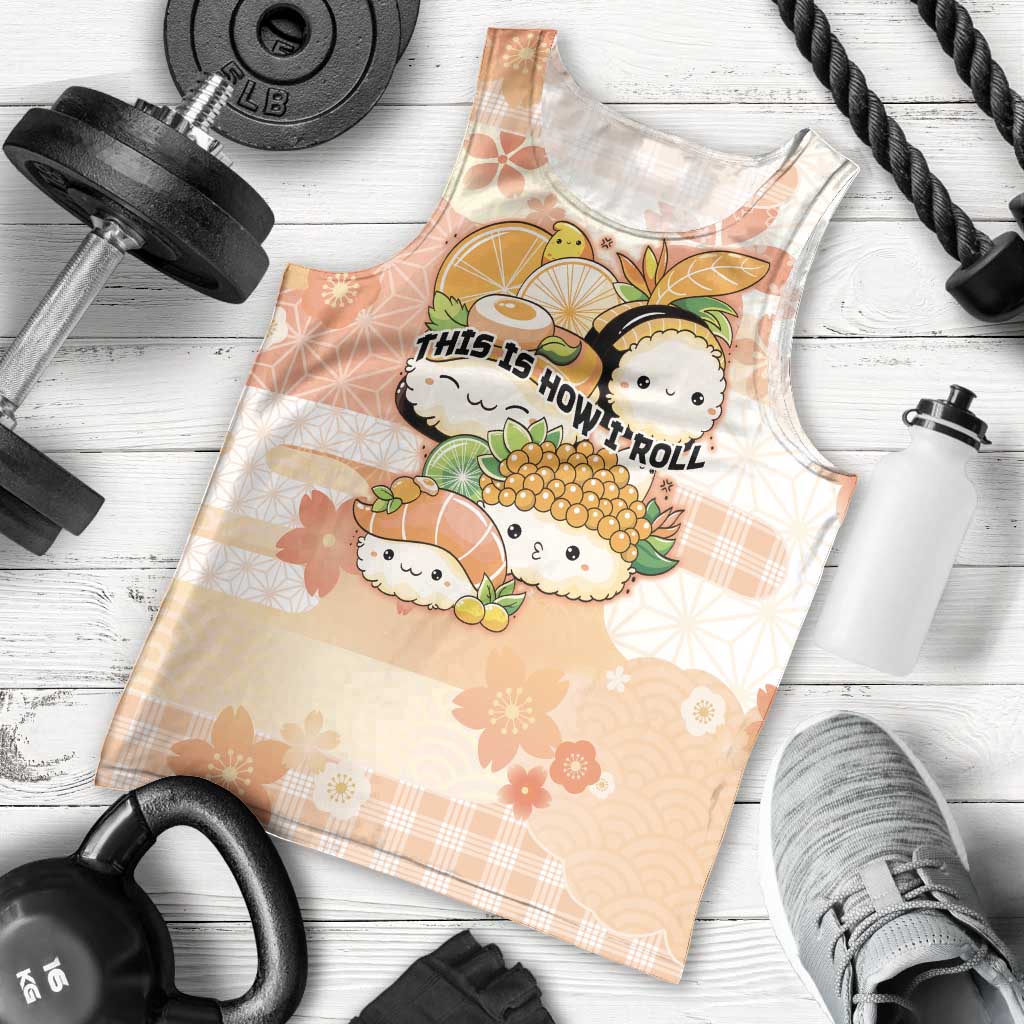 Personalized Japanese Kawaii Sushi Men Tank Top Peach Wagara Palaka This Is How I Roll