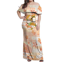 Personalized Japanese Kawaii Sushi Off Shoulder Maxi Dress Peach Wagara Palaka This Is How I Roll