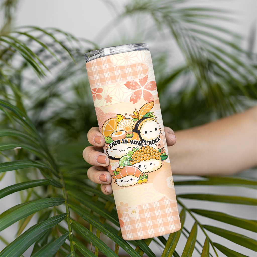 Personalized Japanese Kawaii Sushi Skinny Tumbler Peach Wagara Palaka This Is How I Roll