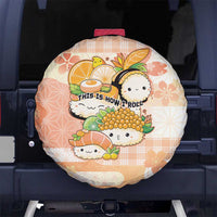 Japanese Kawaii Sushi Spare Tire Cover Peach Wagara Palaka This Is How I Roll LT9 No hole Peach - Polynesian Pride