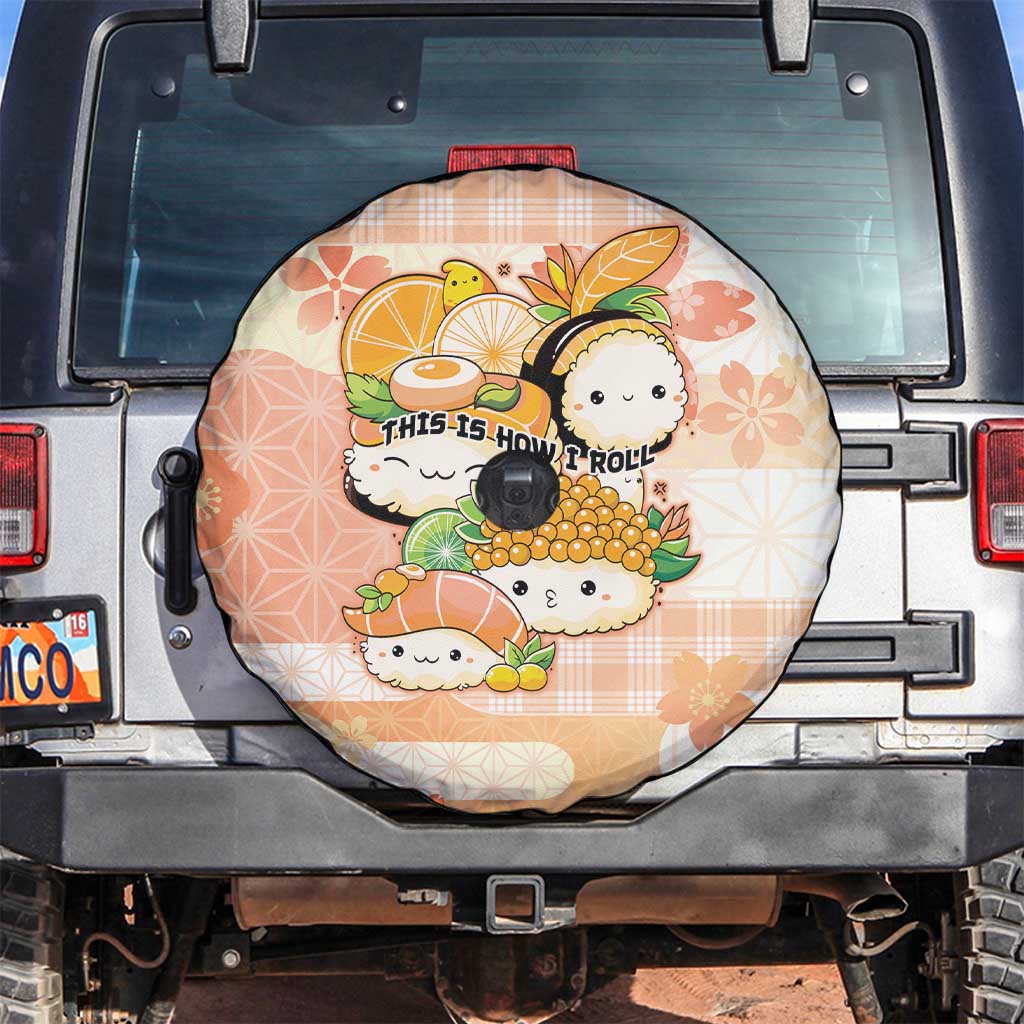 Japanese Kawaii Sushi Spare Tire Cover Peach Wagara Palaka This Is How I Roll LT9 Peach - Polynesian Pride