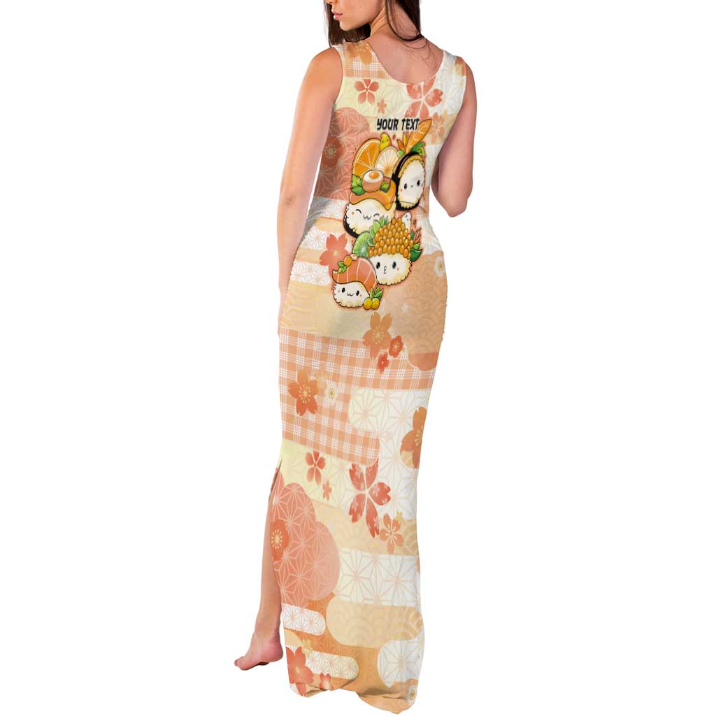 Personalized Japanese Kawaii Sushi Tank Maxi Dress Peach Wagara Palaka This Is How I Roll