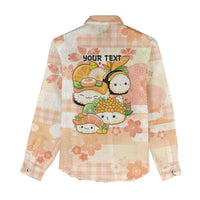 Personalized Japanese Kawaii Sushi Women Casual Shirt Peach Wagara Palaka This Is How I Roll