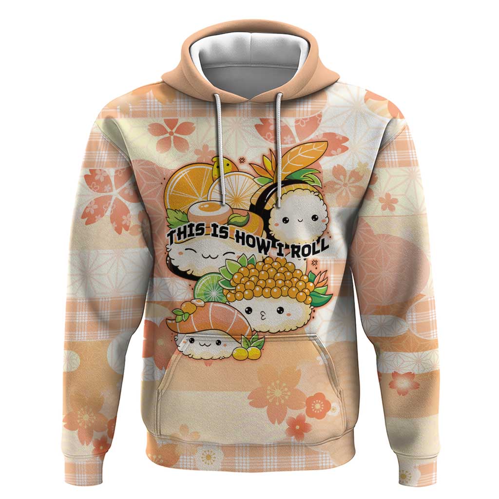 Personalized Japanese Kawaii Sushi Zip Hoodie Peach Wagara Palaka This Is How I Roll