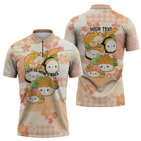Personalized Japanese Kawaii Sushi Zipper Polo Shirt Peach Wagara Palaka This Is How I Roll
