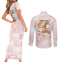 Personalized Japanese Kawaii Sushi Couples Matching Short Sleeve Bodycon Dress and Long Sleeve Button Shirt Pink Wagara Palaka This Is How I Roll LT9 - Polynesian Pride