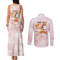 Personalized Japanese Kawaii Sushi Couples Matching Tank Maxi Dress and Long Sleeve Button Shirt Pink Wagara Palaka This Is How I Roll LT9 - Polynesian Pride