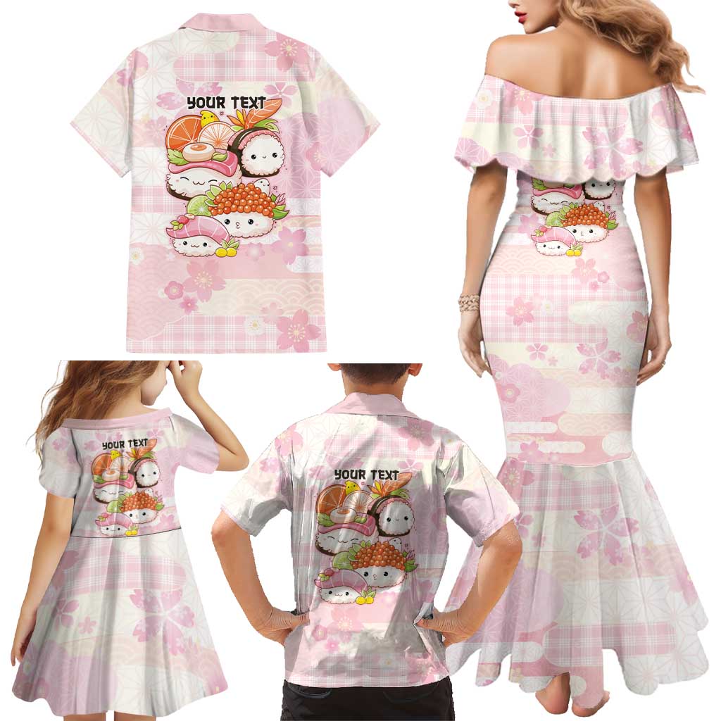 Personalized Japanese Kawaii Sushi Family Matching Mermaid Dress and Hawaiian Shirt Pink Wagara Palaka This Is How I Roll LT9 - Polynesian Pride