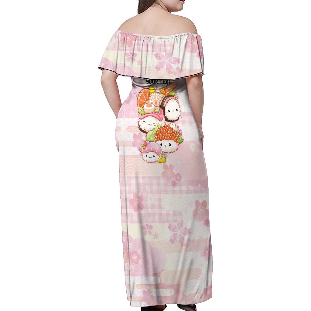 Personalized Japanese Kawaii Sushi Family Matching Off Shoulder Maxi Dress and Hawaiian Shirt Pink Wagara Palaka This Is How I Roll LT9 - Polynesian Pride