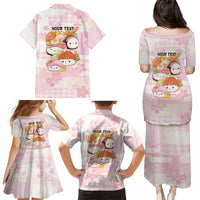 Personalized Japanese Kawaii Sushi Family Matching Puletasi and Hawaiian Shirt Pink Wagara Palaka This Is How I Roll LT9 - Polynesian Pride