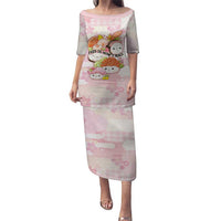Personalized Japanese Kawaii Sushi Family Matching Puletasi and Hawaiian Shirt Pink Wagara Palaka This Is How I Roll LT9 Mom's Dress Pink - Polynesian Pride
