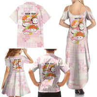 Personalized Japanese Kawaii Sushi Family Matching Summer Maxi Dress and Hawaiian Shirt Pink Wagara Palaka This Is How I Roll LT9 - Polynesian Pride