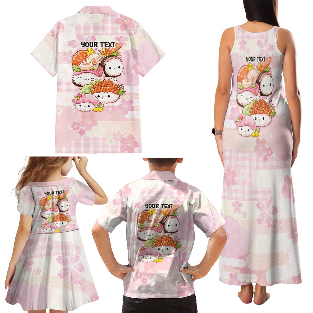Personalized Japanese Kawaii Sushi Family Matching Tank Maxi Dress and Hawaiian Shirt Pink Wagara Palaka This Is How I Roll LT9 - Polynesian Pride