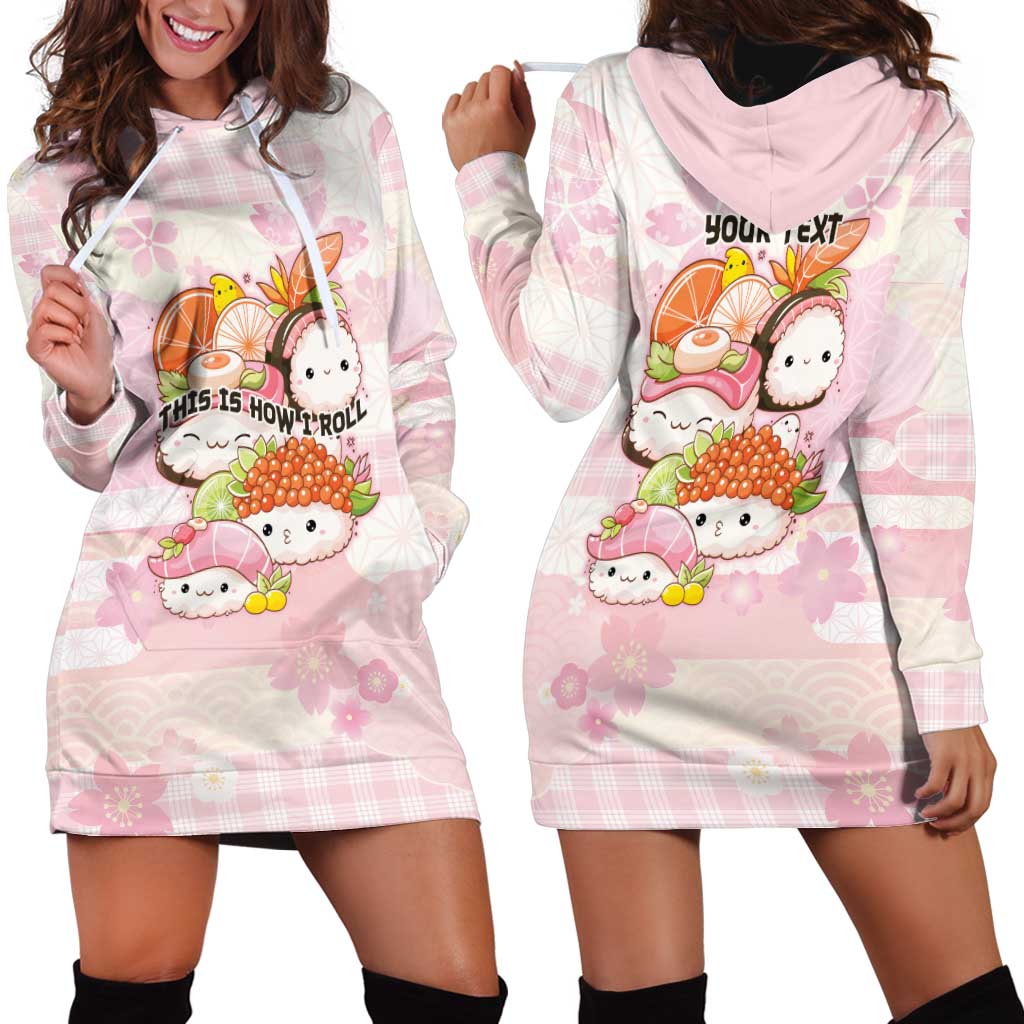 Personalized Japanese Kawaii Sushi Hoodie Dress Pink Wagara Palaka This Is How I Roll
