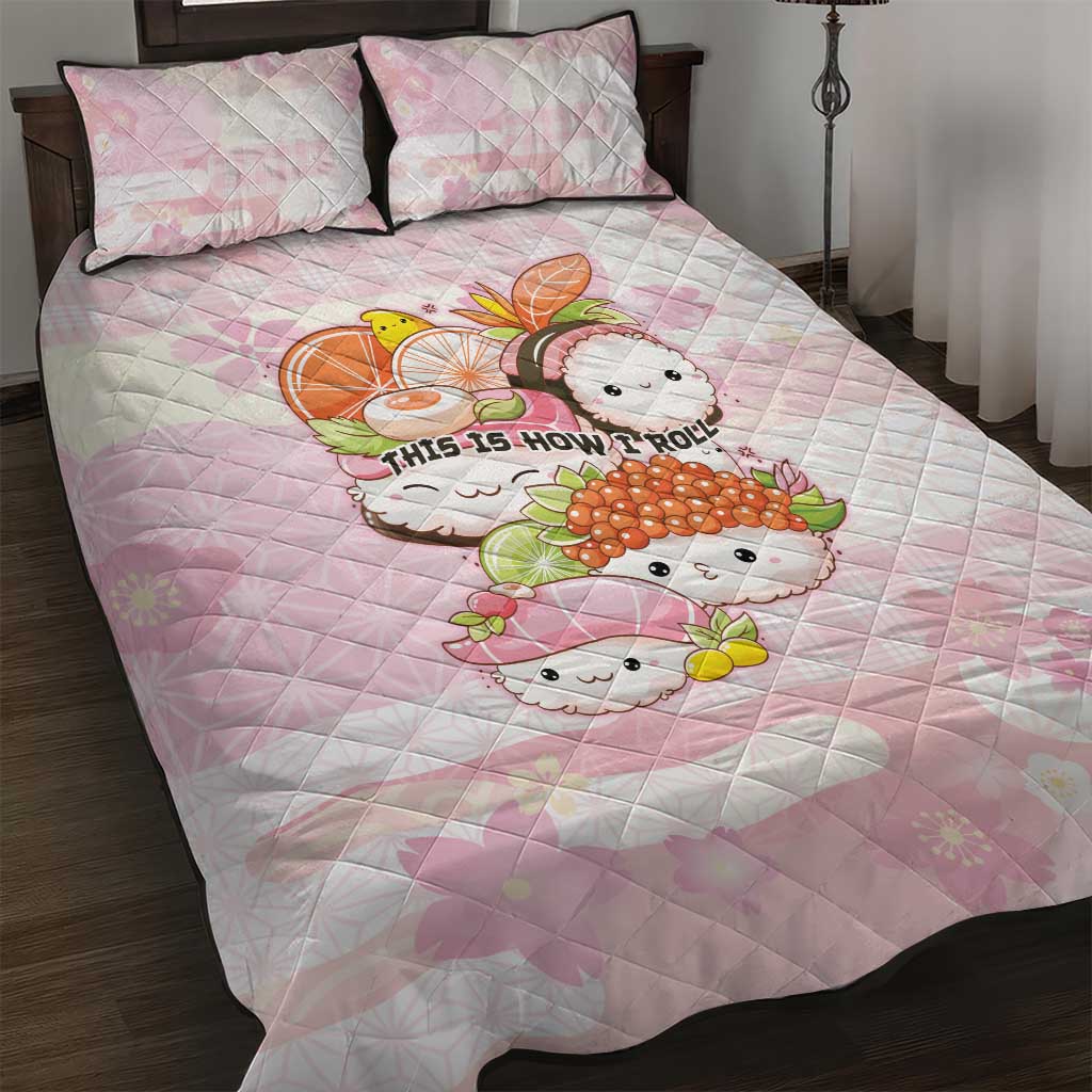 Japanese Kawaii Sushi Quilt Bed Set Pink Wagara Palaka This Is How I Roll