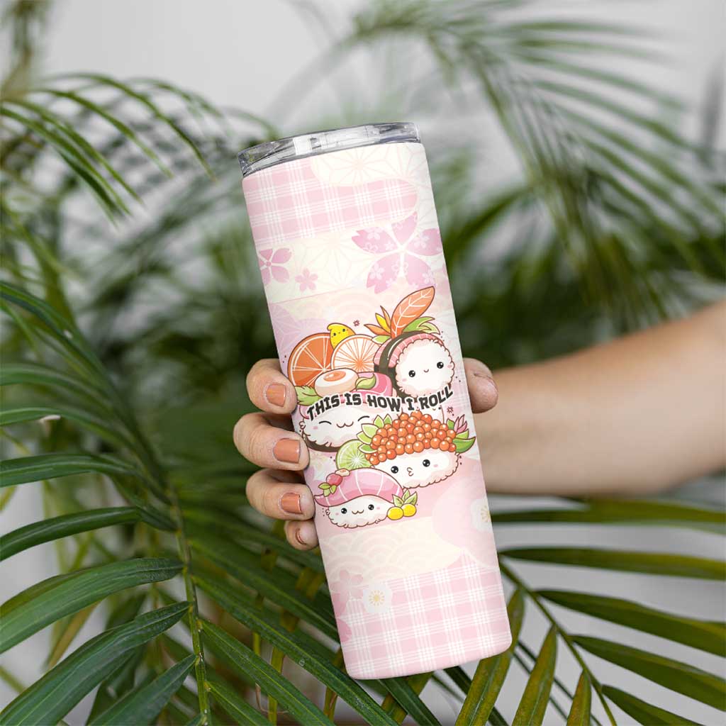 Personalized Japanese Kawaii Sushi Skinny Tumbler Pink Wagara Palaka This Is How I Roll