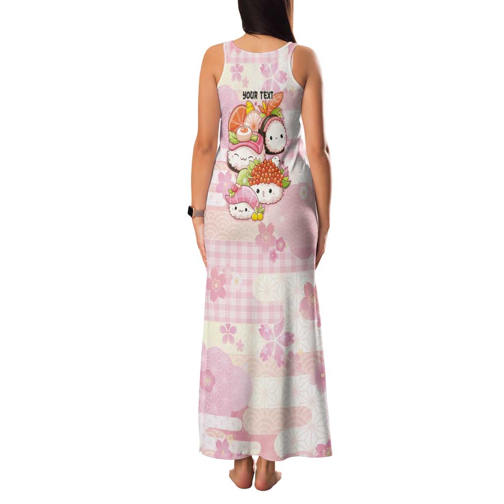 Personalized Japanese Kawaii Sushi Tank Maxi Dress Pink Wagara Palaka This Is How I Roll