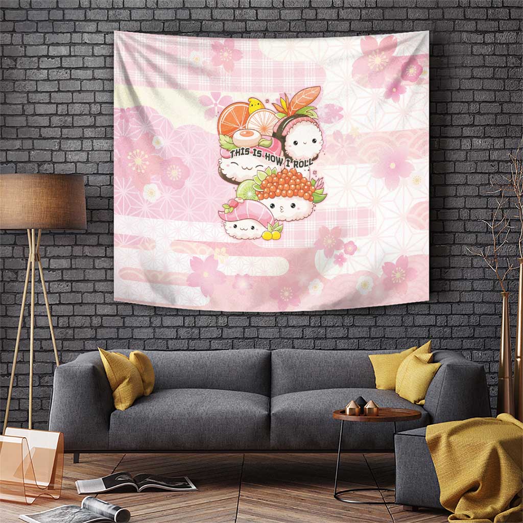 Japanese Kawaii Sushi Tapestry Pink Wagara Palaka This Is How I Roll
