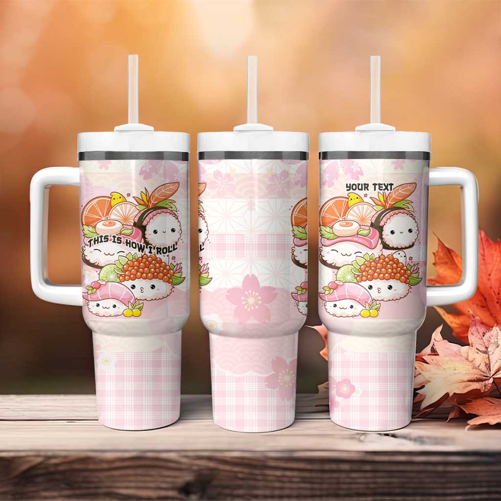 Personalized Japanese Kawaii Sushi Tumbler With Handle Pink Wagara Palaka This Is How I Roll