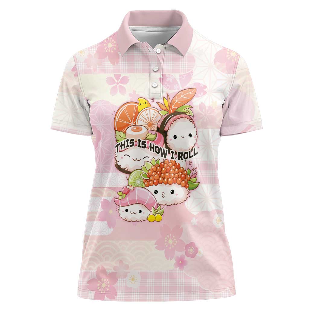 Personalized Japanese Kawaii Sushi Women Polo Shirt Pink Wagara Palaka This Is How I Roll