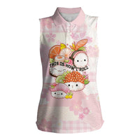 Personalized Japanese Kawaii Sushi Women Sleeveless Polo Shirt Pink Wagara Palaka This Is How I Roll LT9 Female Pink - Polynesian Pride