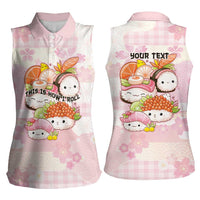 Personalized Japanese Kawaii Sushi Women Sleeveless Polo Shirt Pink Wagara Palaka This Is How I Roll LT9 - Polynesian Pride