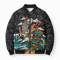 Personalized Japanese Koi Fish Ramen Bomber Puffer Jacket Tiki Surfing Wagara Hibiscus Pattern