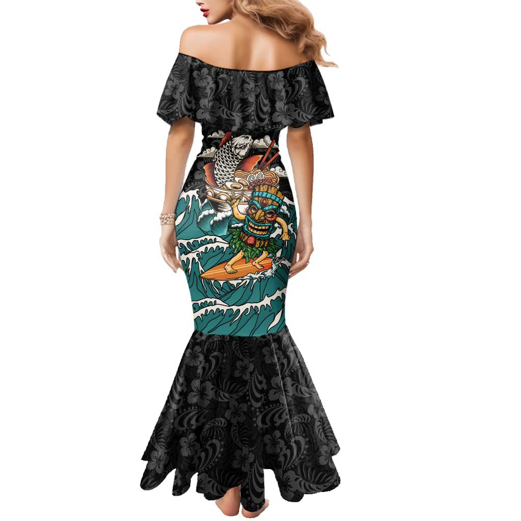 Personalized Japanese Koi Fish Ramen Family Matching Mermaid Dress and Hawaiian Shirt Tiki Surfing Wagara Hibiscus Pattern LT9 - Polynesian Pride