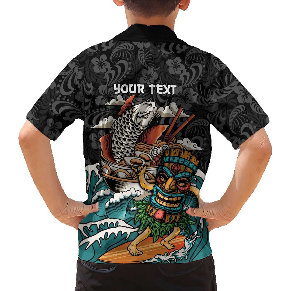 Personalized Japanese Koi Fish Ramen Family Matching Off Shoulder Maxi Dress and Hawaiian Shirt Tiki Surfing Wagara Hibiscus Pattern LT9 - Polynesian Pride