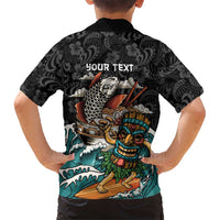 Personalized Japanese Koi Fish Ramen Family Matching Off Shoulder Maxi Dress and Hawaiian Shirt Tiki Surfing Wagara Hibiscus Pattern LT9 - Polynesian Pride