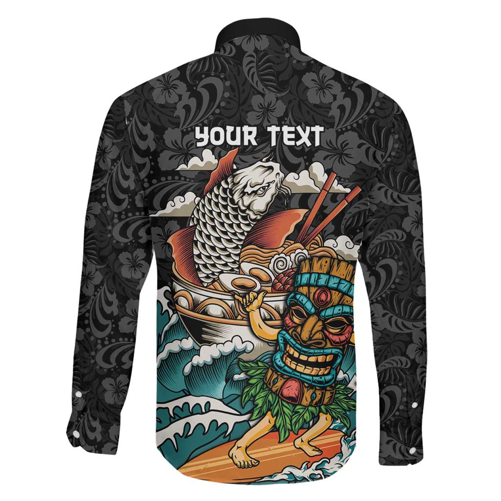 Personalized Japanese Koi Fish Ramen Family Matching Off Shoulder Short Dress and Hawaiian Shirt Tiki Surfing Wagara Hibiscus Pattern LT9 - Polynesian Pride