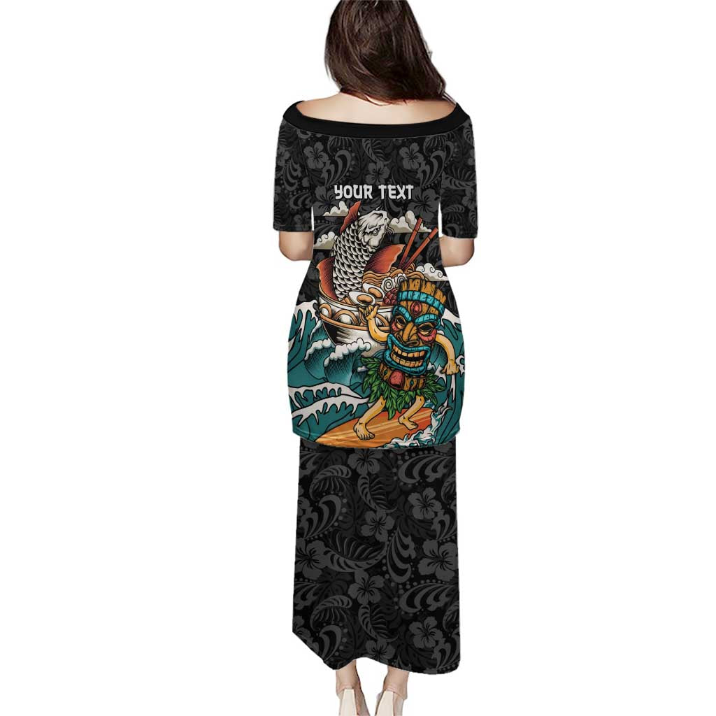 Personalized Japanese Koi Fish Ramen Family Matching Puletasi and Hawaiian Shirt Tiki Surfing Wagara Hibiscus Pattern LT9 - Polynesian Pride