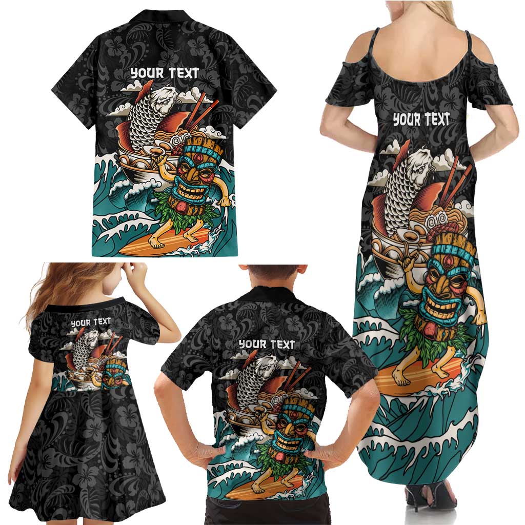 Personalized Japanese Koi Fish Ramen Family Matching Summer Maxi Dress and Hawaiian Shirt Tiki Surfing Wagara Hibiscus Pattern LT9 - Polynesian Pride