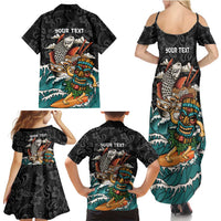 Personalized Japanese Koi Fish Ramen Family Matching Summer Maxi Dress and Hawaiian Shirt Tiki Surfing Wagara Hibiscus Pattern LT9 - Polynesian Pride