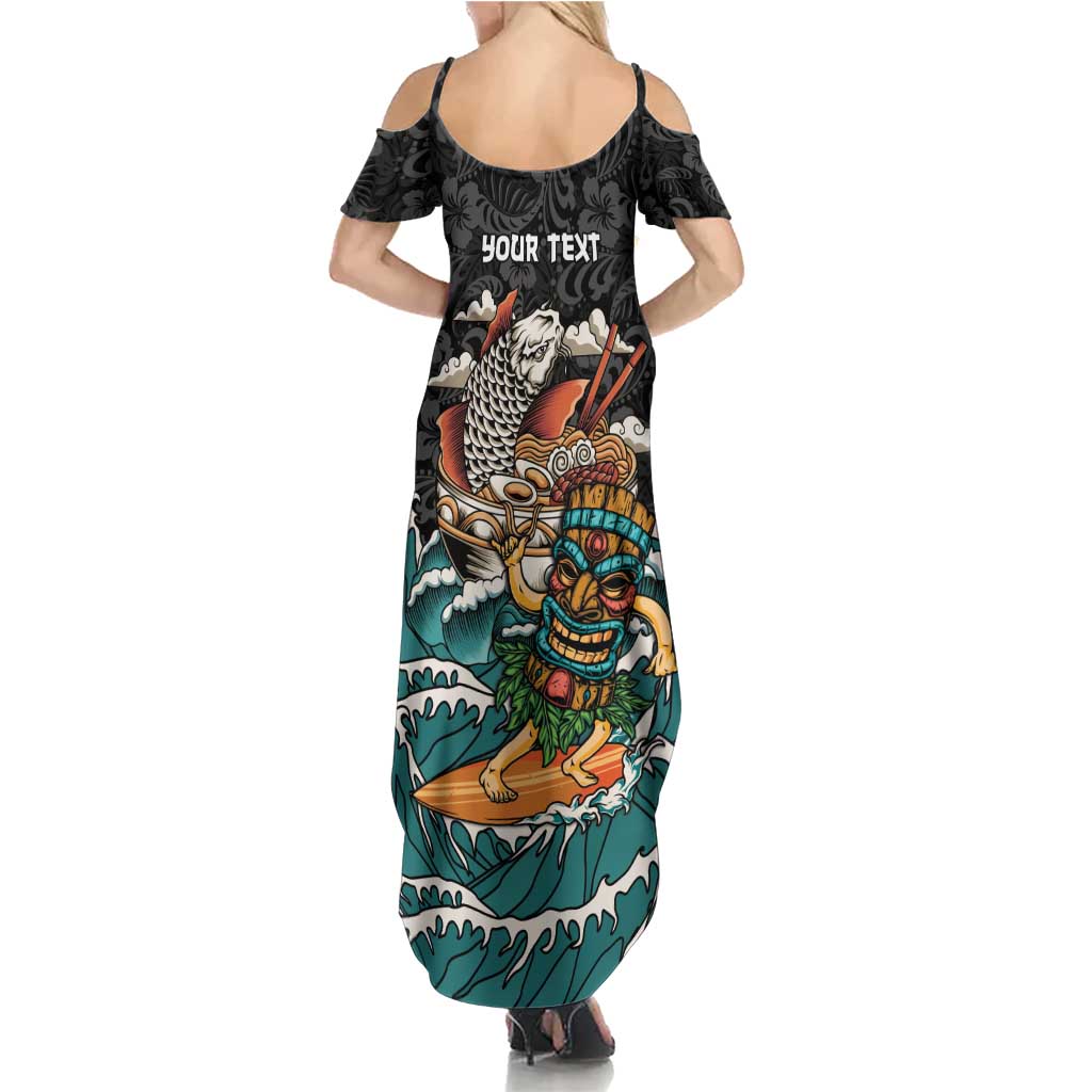 Personalized Japanese Koi Fish Ramen Family Matching Summer Maxi Dress and Hawaiian Shirt Tiki Surfing Wagara Hibiscus Pattern LT9 - Polynesian Pride