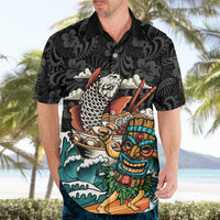 Personalized Japanese Koi Fish Ramen Hawaiian Shirt Tiki Surfing Wagara Hibiscus Pattern