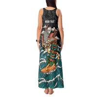 Personalized Japanese Koi Fish Ramen Tank Maxi Dress Tiki Surfing Wagara Hibiscus Pattern LT9 - Polynesian Pride