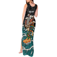 Personalized Japanese Koi Fish Ramen Tank Maxi Dress Tiki Surfing Wagara Hibiscus Pattern LT9 - Polynesian Pride