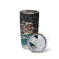 Personalized Japanese Koi Fish Ramen Tumbler Cup Tiki Surfing Wagara Hibiscus Pattern LT9 - Polynesian Pride