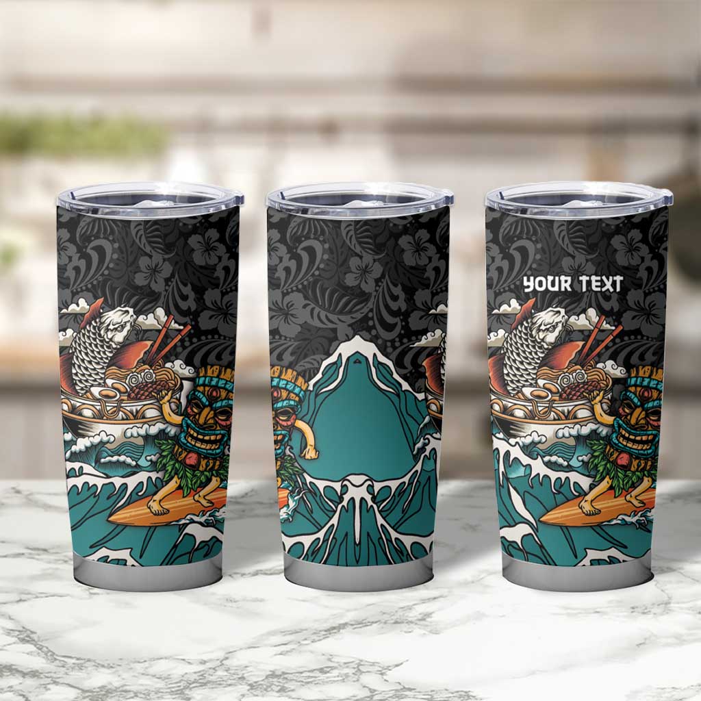 Personalized Japanese Koi Fish Ramen Tumbler Cup Tiki Surfing Wagara Hibiscus Pattern LT9 - Polynesian Pride