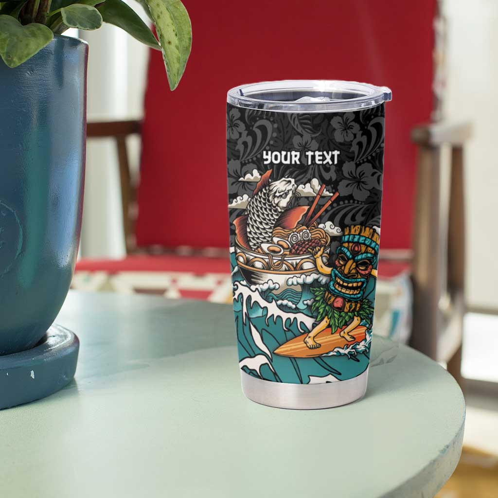 Personalized Japanese Koi Fish Ramen Tumbler Cup Tiki Surfing Wagara Hibiscus Pattern LT9 - Polynesian Pride