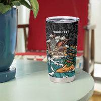 Personalized Japanese Koi Fish Ramen Tumbler Cup Tiki Surfing Wagara Hibiscus Pattern LT9 - Polynesian Pride
